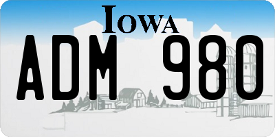 IA license plate ADM980