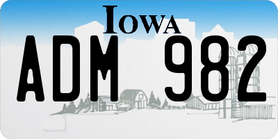 IA license plate ADM982