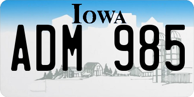 IA license plate ADM985