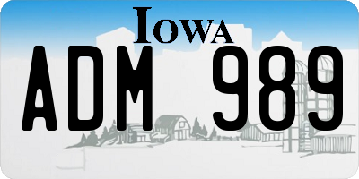 IA license plate ADM989