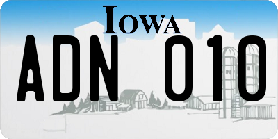 IA license plate ADN010