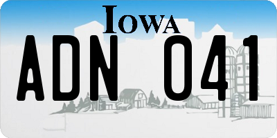IA license plate ADN041