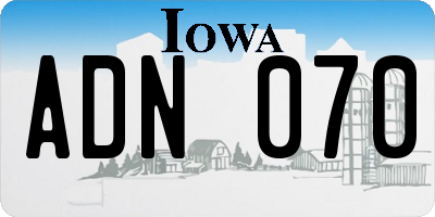 IA license plate ADN070