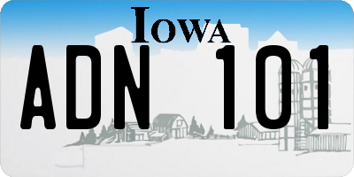 IA license plate ADN101