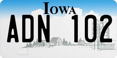 IA license plate ADN102