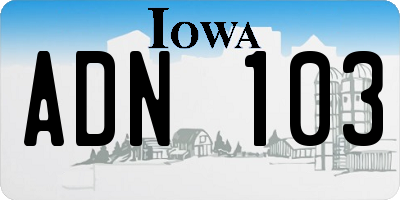IA license plate ADN103