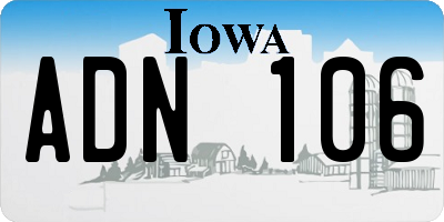 IA license plate ADN106