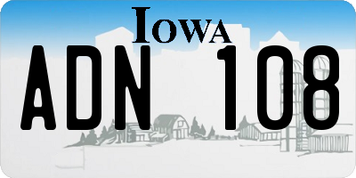 IA license plate ADN108