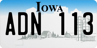 IA license plate ADN113