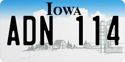 IA license plate ADN114