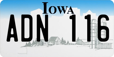IA license plate ADN116