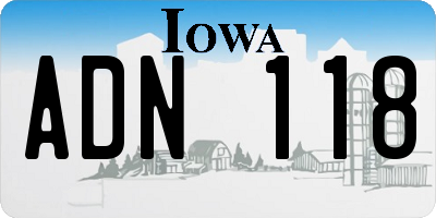 IA license plate ADN118