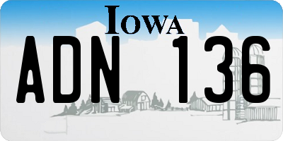 IA license plate ADN136