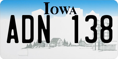 IA license plate ADN138