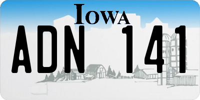IA license plate ADN141