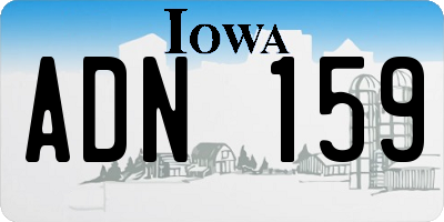IA license plate ADN159