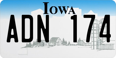 IA license plate ADN174