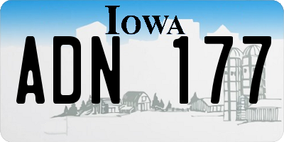 IA license plate ADN177