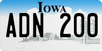 IA license plate ADN200