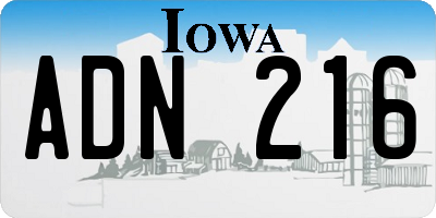 IA license plate ADN216