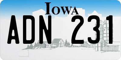 IA license plate ADN231
