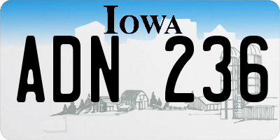 IA license plate ADN236