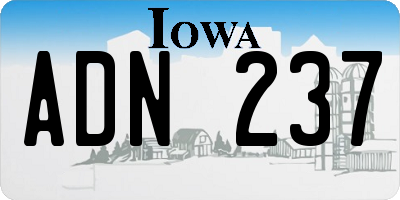 IA license plate ADN237