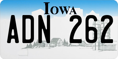 IA license plate ADN262