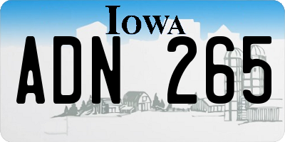 IA license plate ADN265