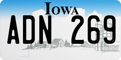 IA license plate ADN269