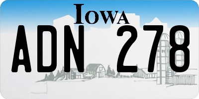 IA license plate ADN278