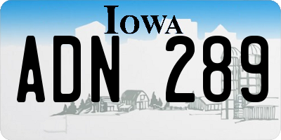 IA license plate ADN289
