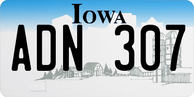 IA license plate ADN307