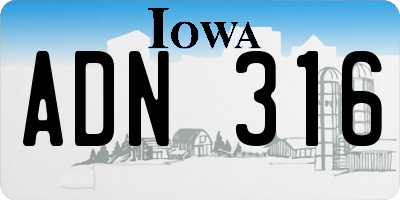 IA license plate ADN316