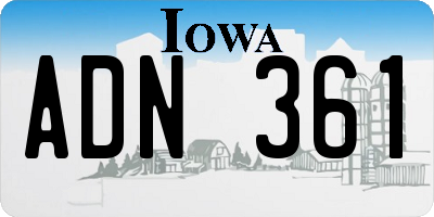IA license plate ADN361