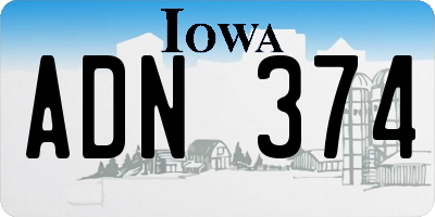 IA license plate ADN374