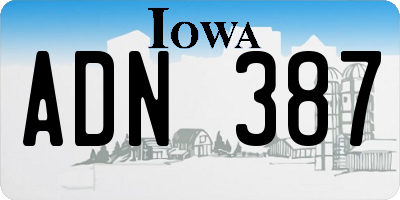 IA license plate ADN387