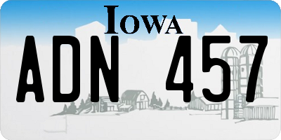 IA license plate ADN457