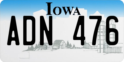 IA license plate ADN476