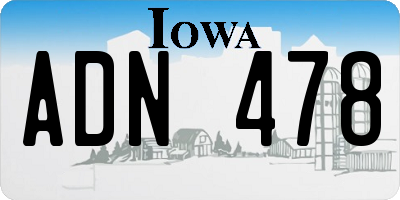 IA license plate ADN478