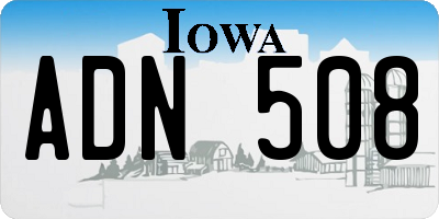 IA license plate ADN508