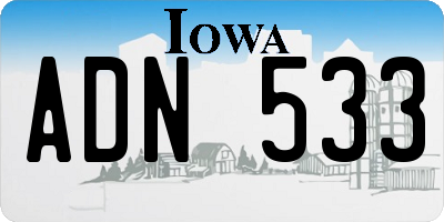 IA license plate ADN533