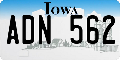 IA license plate ADN562