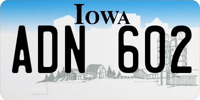 IA license plate ADN602