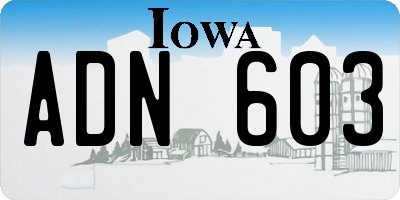 IA license plate ADN603