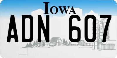 IA license plate ADN607