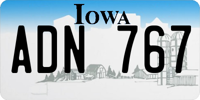 IA license plate ADN767
