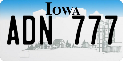 IA license plate ADN777