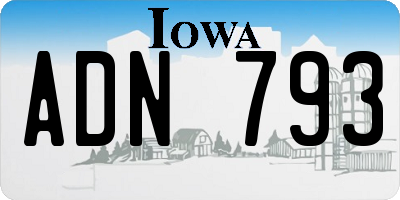 IA license plate ADN793