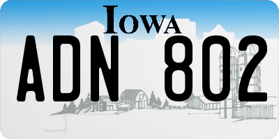 IA license plate ADN802